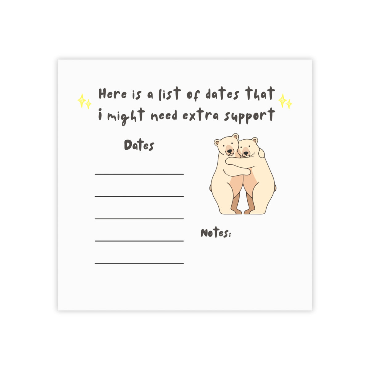 Important Dates Note Pad